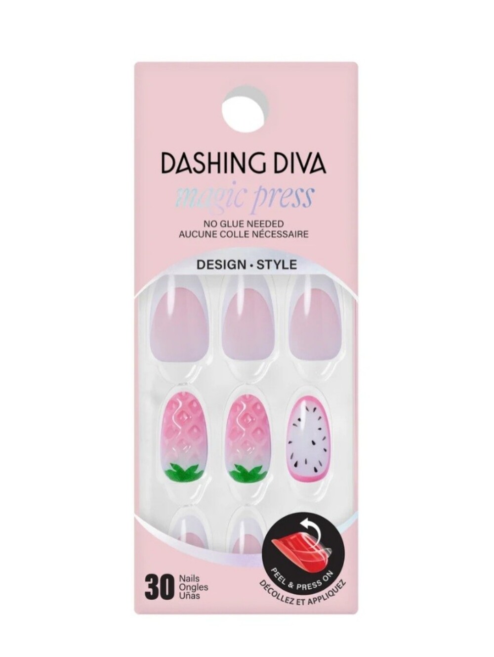 Dashing Diva Magic Press Pink Fruit Accent Press-On Nails